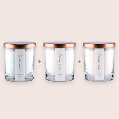 Candledust Fresh Discovery Trio, Lemongrass Ginger, Breeze &amp; Mango Lime, 3 × 160g Candles